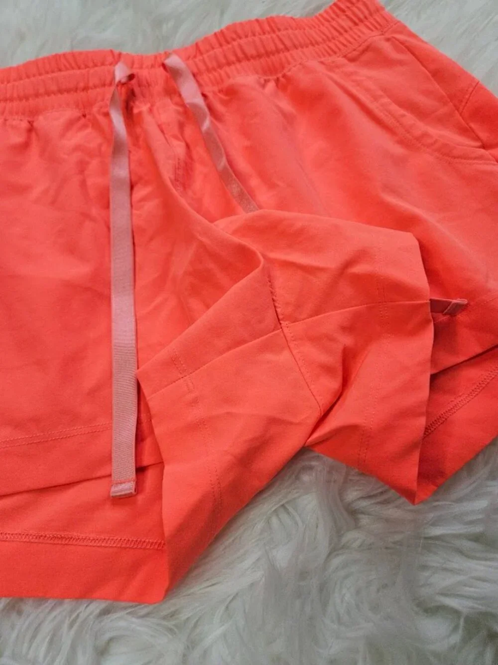 Old Navy Neon Pink Track Shorts Coral Running Drawstring Gym Size Small Women's